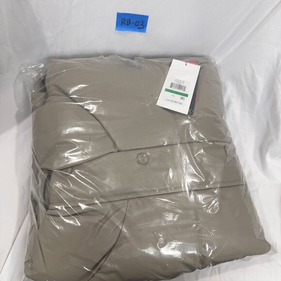 DKNY Jeans Puffer Jacket Faux Leather Short Womens Large E3HDLP78 Tan Was $189 - Picture 3 of 3